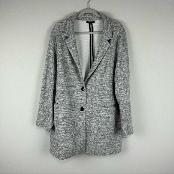 Torrid Gray White Studio Double Knit 2 Button Boyfriend Blazer Jacket Size 4X - Picture 1 of 7